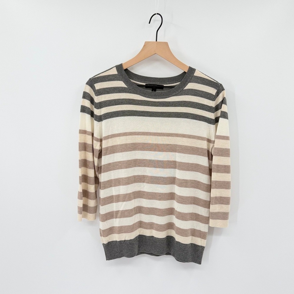 Banana Republic Lightweight Sweater Women's Large Striped 3/4 Sleeve Career EUC - Picture 2 of 5